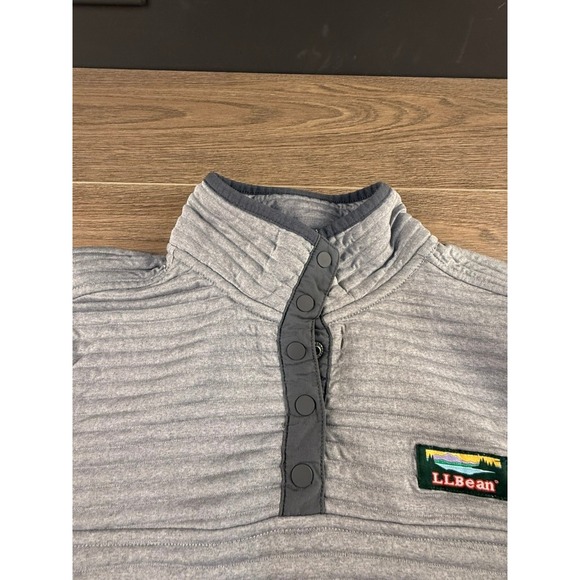 L.L. Bean Women's Airlight Knit Pullover Gray Size M Ribbed Lightweight Snaps - Picture 10 of 13